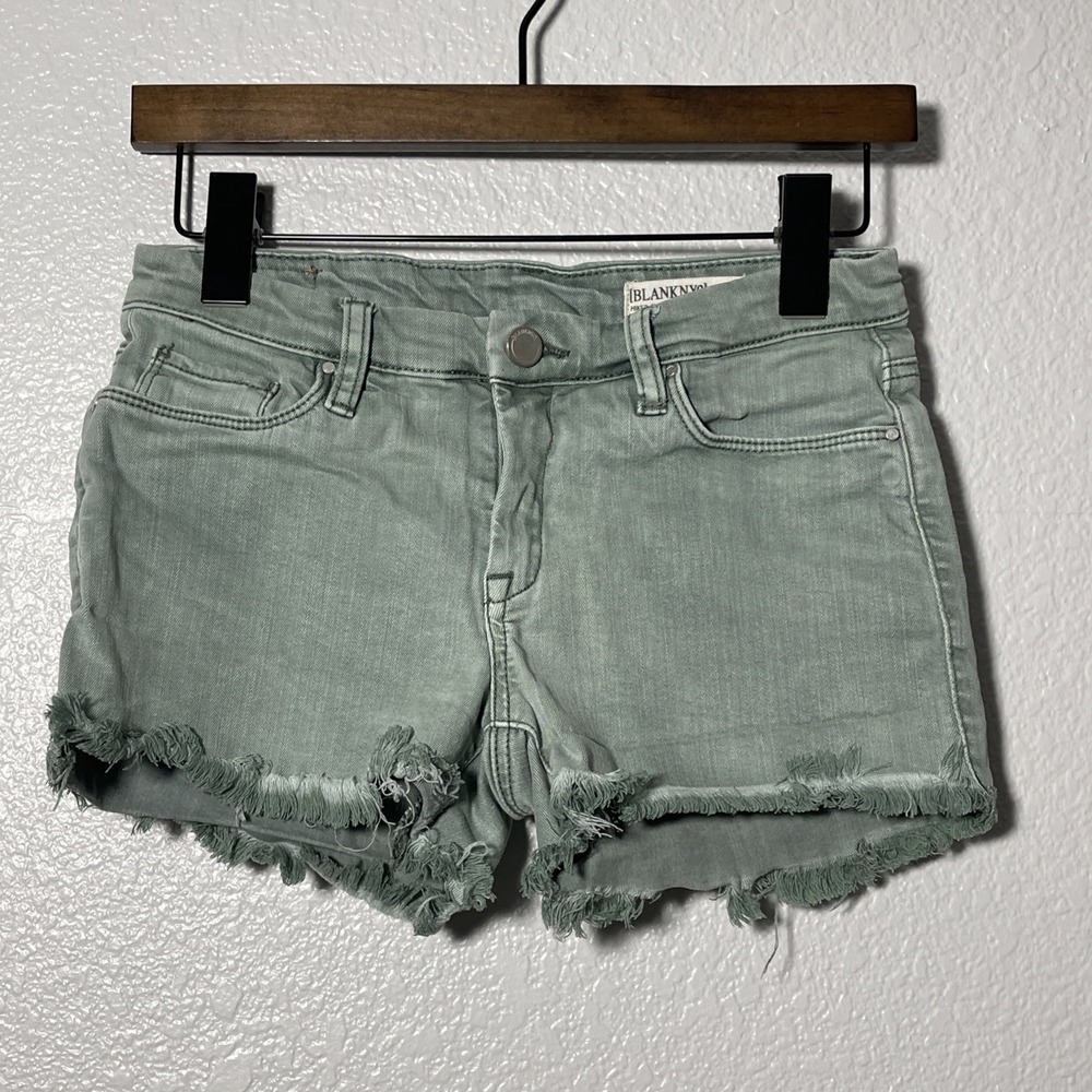 BLANK NYC Light Green Denim Distressed Shorts Cut Off Women's Size 25